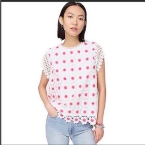 NEW J.Crew Floral Crochet Pink & White Top/Shirt XS